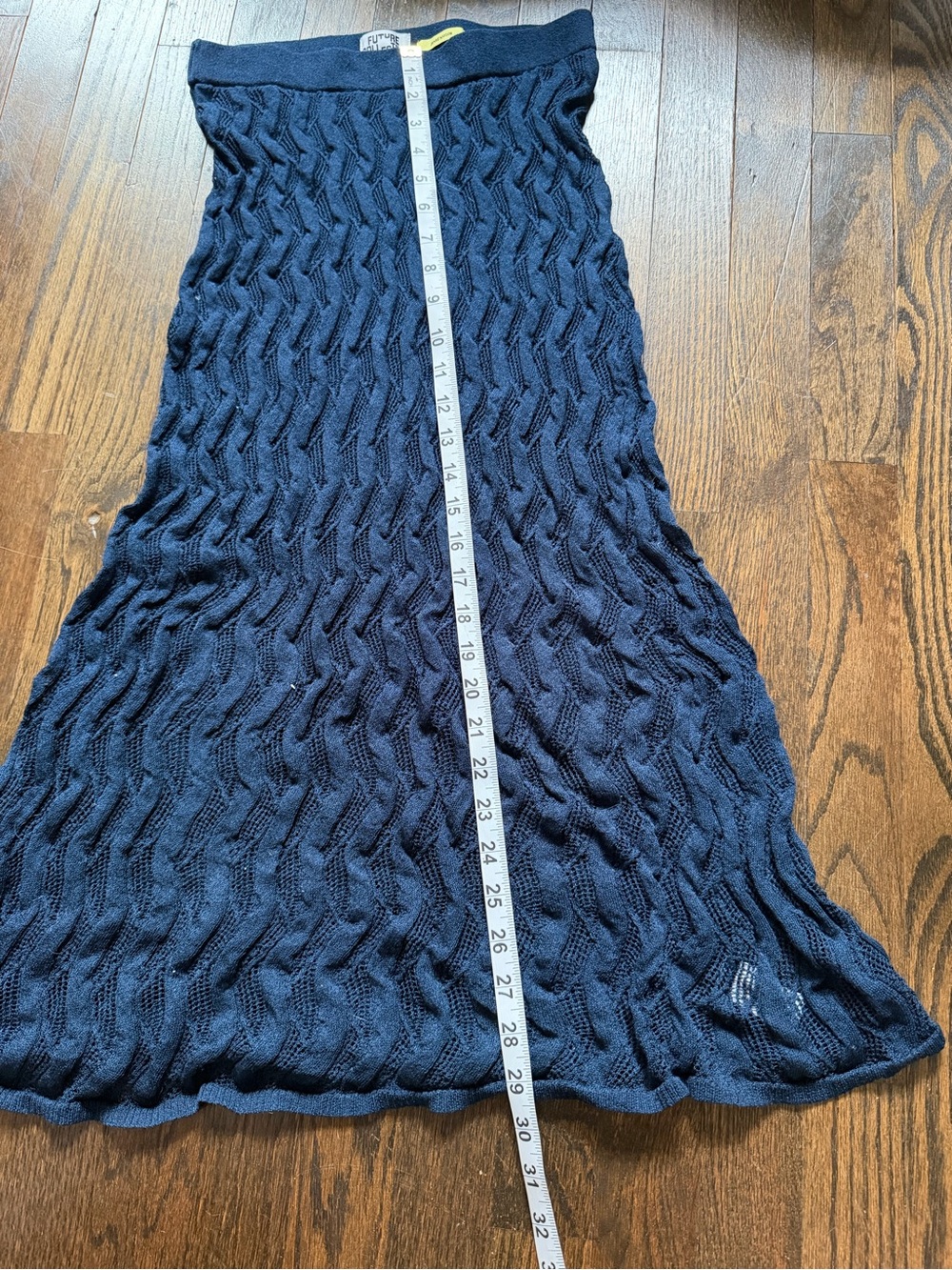 Women’s Navy Blue Textured Knit Midi Skirt - Picture 5 of 6